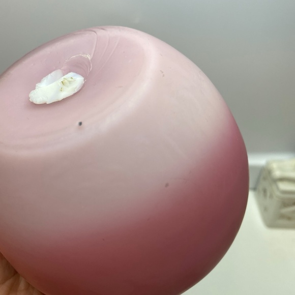 Antique Victorian Satin Glass Rose Bowl Vase Pink Cased White 3.5 inches Tall - Picture 5 of 7